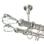 Crystal Cone Double - set galerie metalica dubla, prindere tavan,teava Striata, Crom Mat 25/19 mm