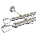 Crystal Cone Double - set galerie metalica dubla, teava Striata, Crom Mat 25/19 mm