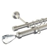 Crystal Cone - set galerie metalica dubla, teava striata, Crom Mat 25/19 mm
