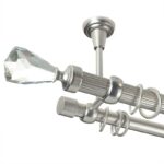 Crystal Cone - set galerie metalica dubla,prindere tavan, teava striata, Crom Mat 25/19 mm