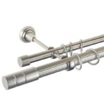 Cylinder - set galerie metalica dubla , teava striata Crom Mat 25/19 mm