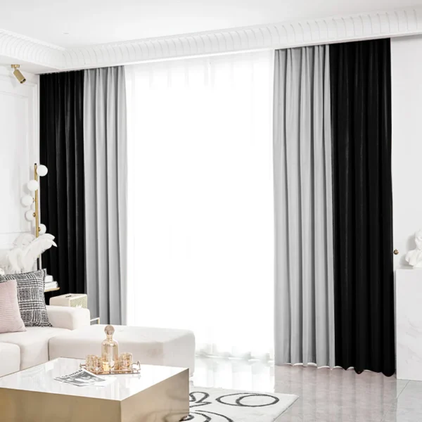 Draperie de Catifea Duo / Negru cu Gri Deschis