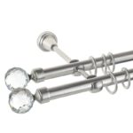 Kula Crystal Double - set galerie metalica dubla Crom Mat 19 mm
