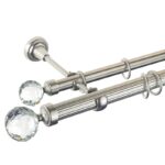 Kula Crystal Double- set galerie metalica  dubla, teava striata, Crom Mat 25/19 mm