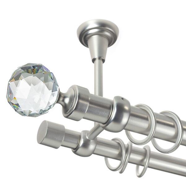 Kula Crystal - set galerie metalica dubla, prindere tavan, metalica Crom Mat 25/19 mm