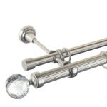 Kula Crystal - set galerie metalica dubla,teava Striata, Crom Mat, 25/19 mm