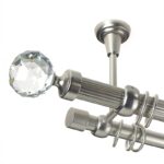 Kula Crystal - set galerie metalica dubla,teava striata,prindere tavan, Crom Mat, 25/19 mm