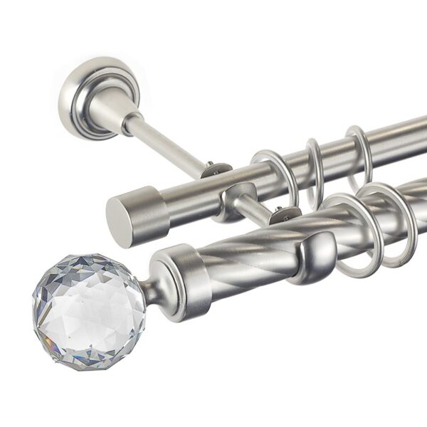 Kula Crystal - set galerie metalica dubla,teava Twister, Crom Mat, 25/19 mm