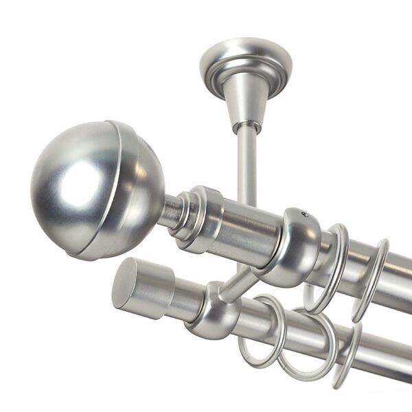 Kula Lux - set galerie dubla,prindere tavan, metalica Crom Mat 25/19 mm