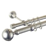 Kula Lux - set galerie metalica dubla, teava Striata, Crom Mat 25/19 mm