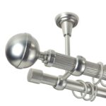 Kula Lux - set galerie metalica dubla,prindere tavan, teava Striata, Crom Mat 25/19 mm