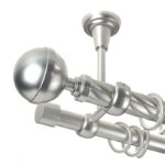 Kula Lux - set galerie metalica dubla,prindere tavan, teava Twister, Crom Mat 25/19 mm