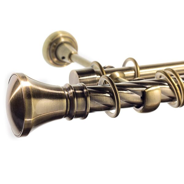 Luxor - set galerie metalica dubla , teava Twister, Aur Antic 25/19 mm