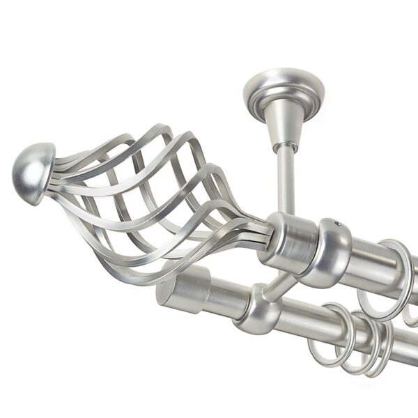 Navona - set galerie metalica dubla, prindere tavan, Crom Mat 25/19 mm