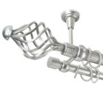 Navona - set galerie metalica dubla, prindere tavan, teava Striata,  Crom Mat, 25/19 mm