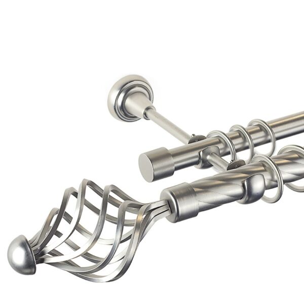 Navona - set galerie metalica dubla , teava Twister,  Crom Mat, 25/19 mm