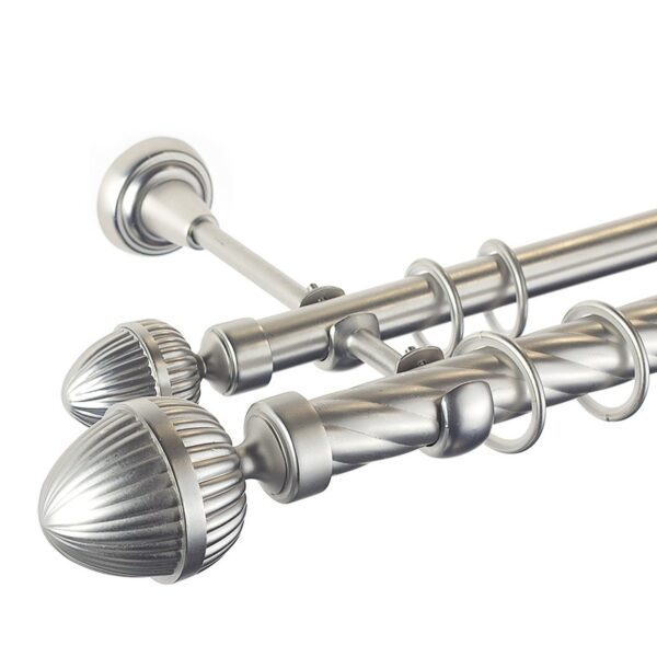 Odeon Double - set galerie metalica dubla, teava Twister, Crom Mat, 25/19 mm