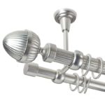 Odeon - set galerie metalica dubla, prindere tavan, teava striata, Crom Mat, 25/19 mm