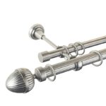 Odeon - set galerie metalica dubla , teava striata, Crom Mat, 25/19 mm
