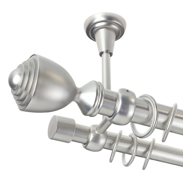Palacio - set galerie metalica dubla prindere tavan,Crom Mat  25/19 mm
