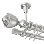 Palacio - set galerie metalica dubla, prindere tavan,teava Twister, Crom Mat  25/19 mm