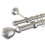 Palacio - set galerie metalica dubla, teava striata, Crom Mat  25/19 mm