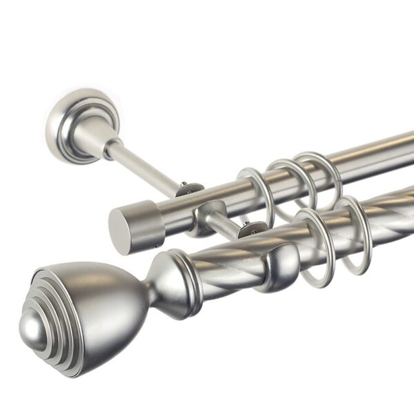 Palacio - set galerie metalica dubla, teava Twister, Crom Mat  25/19 mm