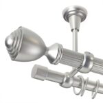 Palacio - set galerie metalica dubla,prindere tavan, teava striata, Crom Mat  25/19 mm