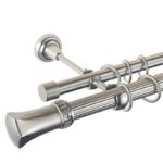 Pluton Crystal - set galerie metalica dubla, teava striata Crom Mat 25/19 mm