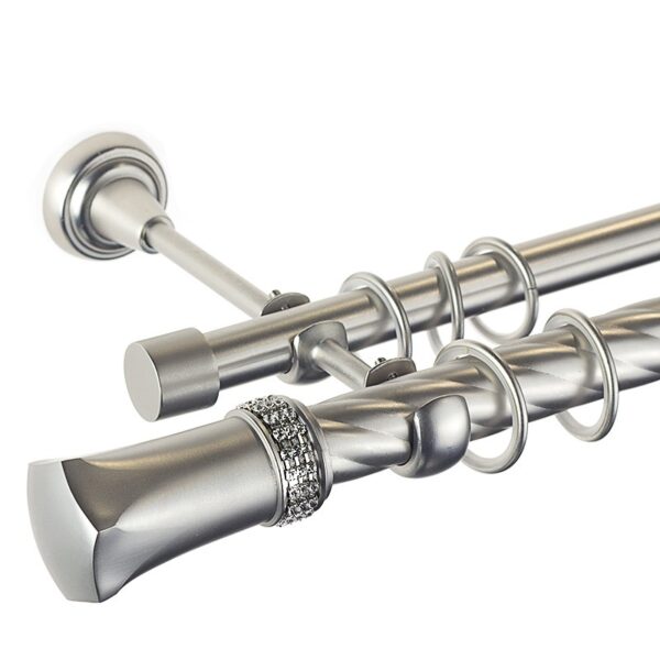 Pluton Crystal - set galerie metalica dubla, teava Twister Crom Mat 25/19 mm