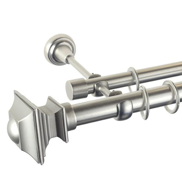 Verdi - set galerie metalica dubla Crom Mat, 25/19 mm