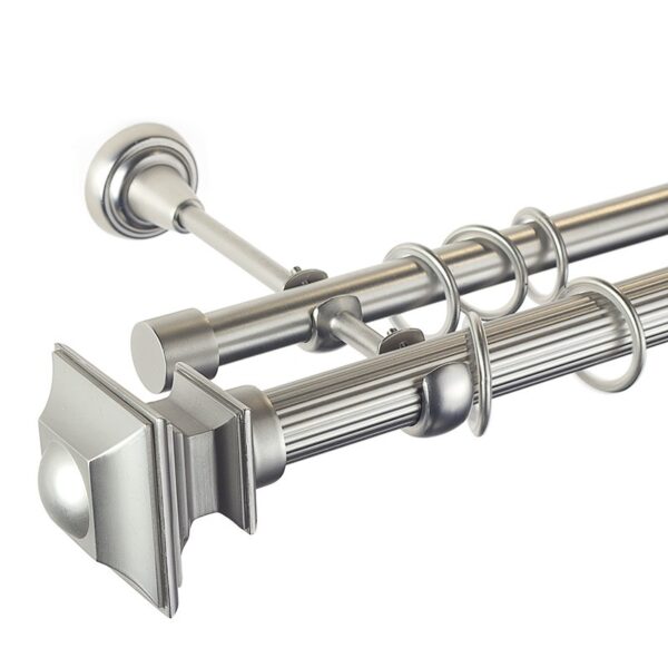 Verdi - set galerie metalica dubla , teava striata Crom Mat 25/19 mm