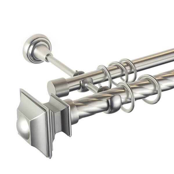 Verdi- set galerie metalica dubla , teava Twister, Crom Mat  25/19 mm