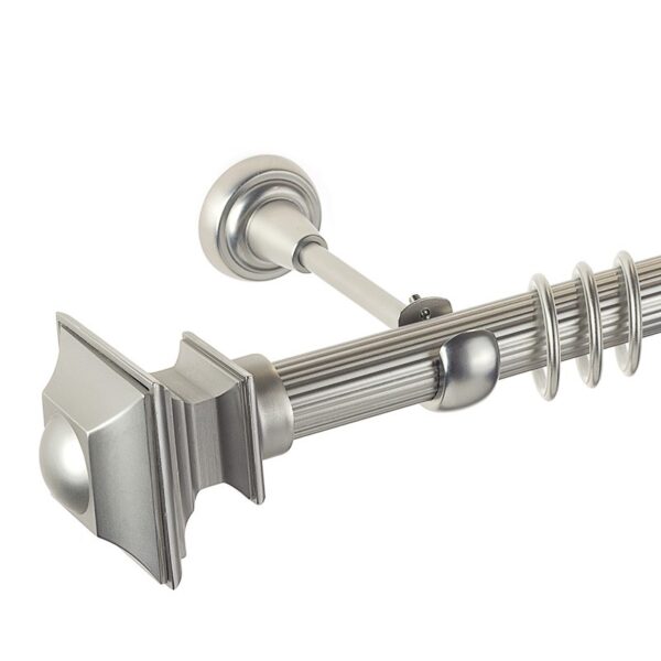 Verdi - set galerie metalica simpla, teava striata, Crom Mat  25 mm