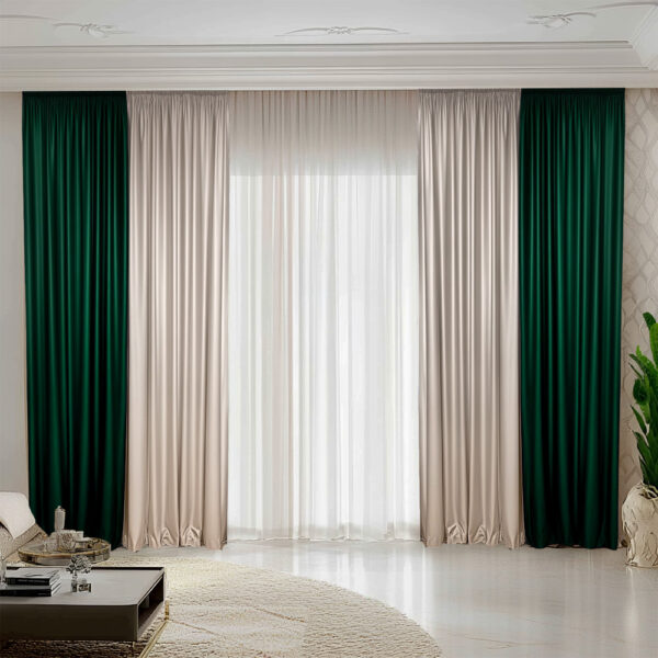 Draperie de Catifea Duo / Verde-Ivory