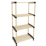 Raft Modular din Lemn cu 4 Etajere – Suport Multifuncțional pentru Haine, Pantofi și Accesorii