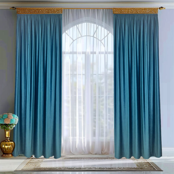 Draperie de Catifea Semi-Opaca 70% Albastru L-3/H-2.60 Rejansa 8 creion