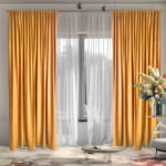 Draperie de Catifea Blackout 70% Muştar L2.50m/H2.50m cu Rejeansa de 6cm