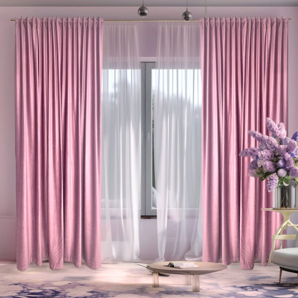 Draperie de Catifea Semi-opaca 70% Roz L-2/H-2,40 Rejansa Rejansa de bara