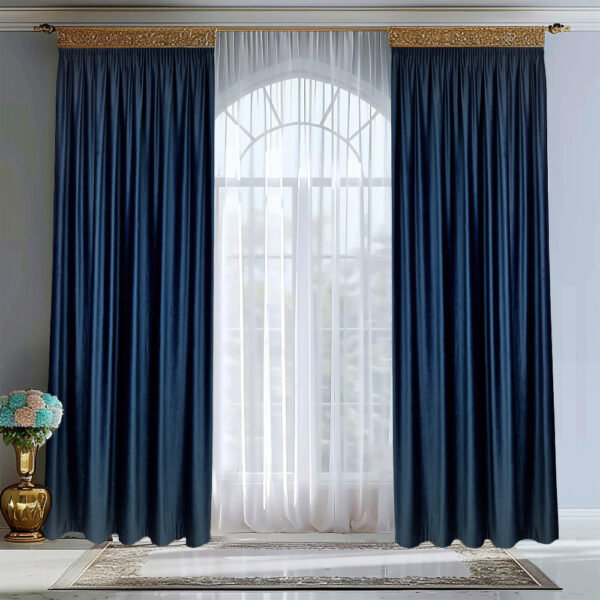 Draperie de Catifea Semi-Opaca 70% Bleumarin L-2.25/H-2,65 Rejansa bara