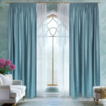 Draperie de Catifea Semi-Opaca 70% Baby Blue L2m/H2.75m cu Rejansa de 6cm