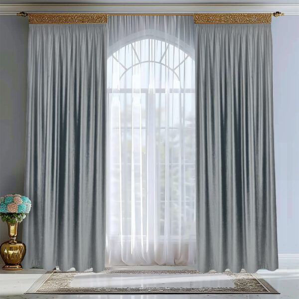 Draperie de Catifea Semi-Opaca 70% Gri Deschis L1.45m/H2.20m cu Rejansa cu Buzunare
