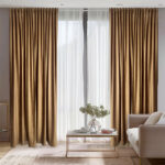 Draperie de Catifea Semi-Opaca 70% Auriu L1.5m/H2.35m cu Rejansa de 6cm