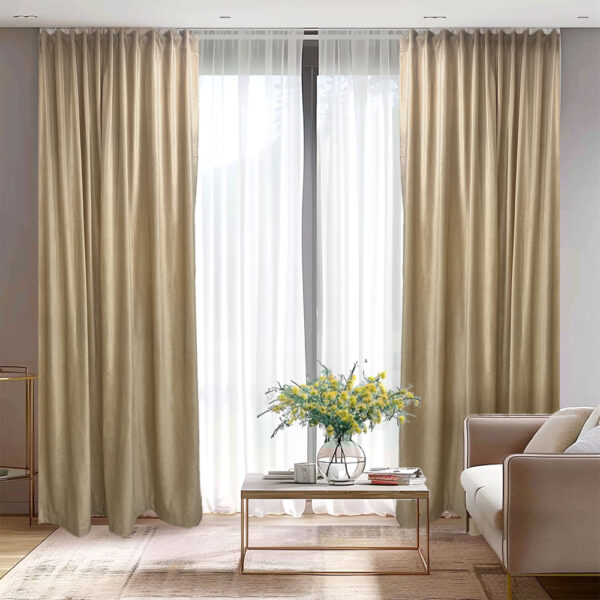 Draperie de Catifea Semi-Opaca 70% Auriu L1/H2.22 Rejansa Wave
