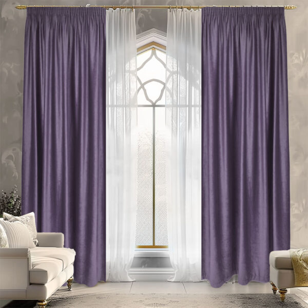 Draperie de Catifea Semi-Opaca 70% Lila L2m/H2m cu Rejansa de 6cm