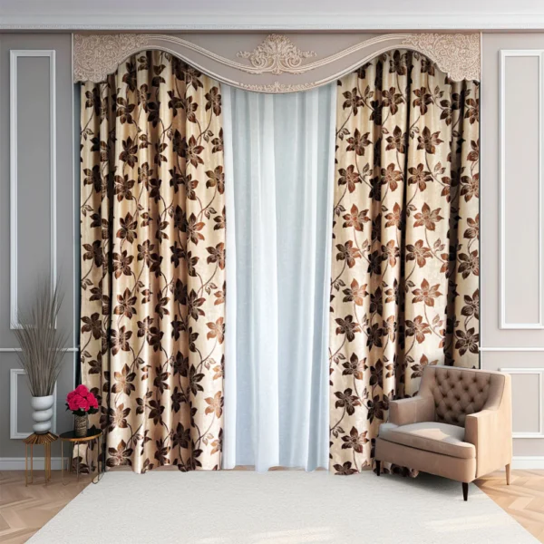 Draperie Tafta Satinata Bej Maro 70% Blackout L1m/H2.75m Capse Aur Antic