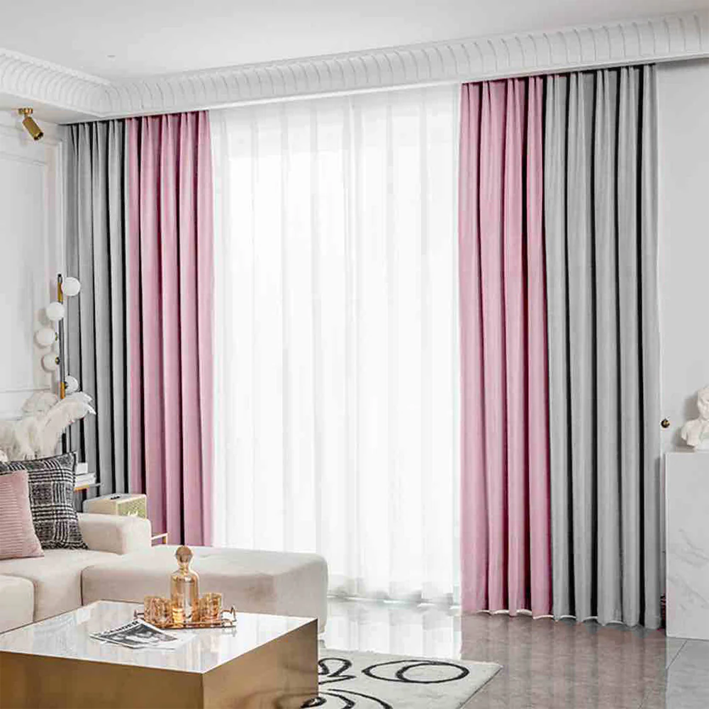 Artboard1_cef25fb7-14a6-495f-ab5d-5f945f29ab04.webp Draperie de Catifea Duo / Roz cu Gri Deschis L1.55m/H2,80m cu Rejansa de 6 cm - imagine 1