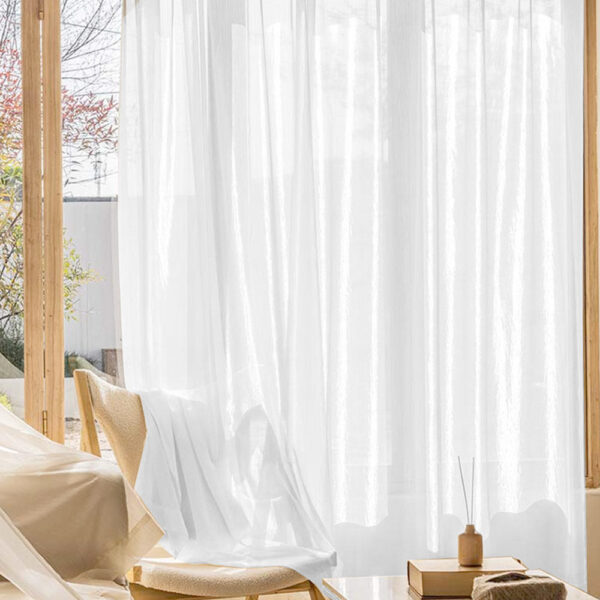 Perdea Delhi Voal cu Textura Lucioasa Alba L3.5m/H2.45m cu Rejansa de 6cm