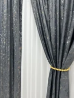 Draperie Luxury Velvet Blackout 80 % Gri Inchis L1.90m/H2.67m cu Rejeansa de 8cm Creion - imagine 4