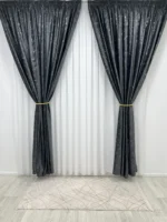 Draperie Luxury Velvet Blackout 80 % Gri Inchis L1.90m/H2.67m cu Rejeansa de 8cm Creion